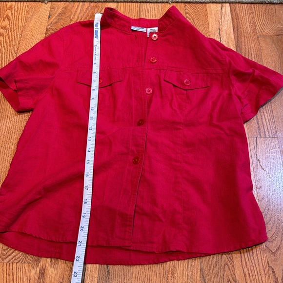 Liz Baker linen cotton blend shirt and pants set in red size medium petite - Picture 9 of 11